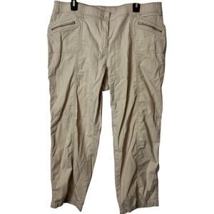 Chicos Womens Rip Stop Tapered Zip Pockets Sporty Pants Tan Stretch Hiking 3 XL